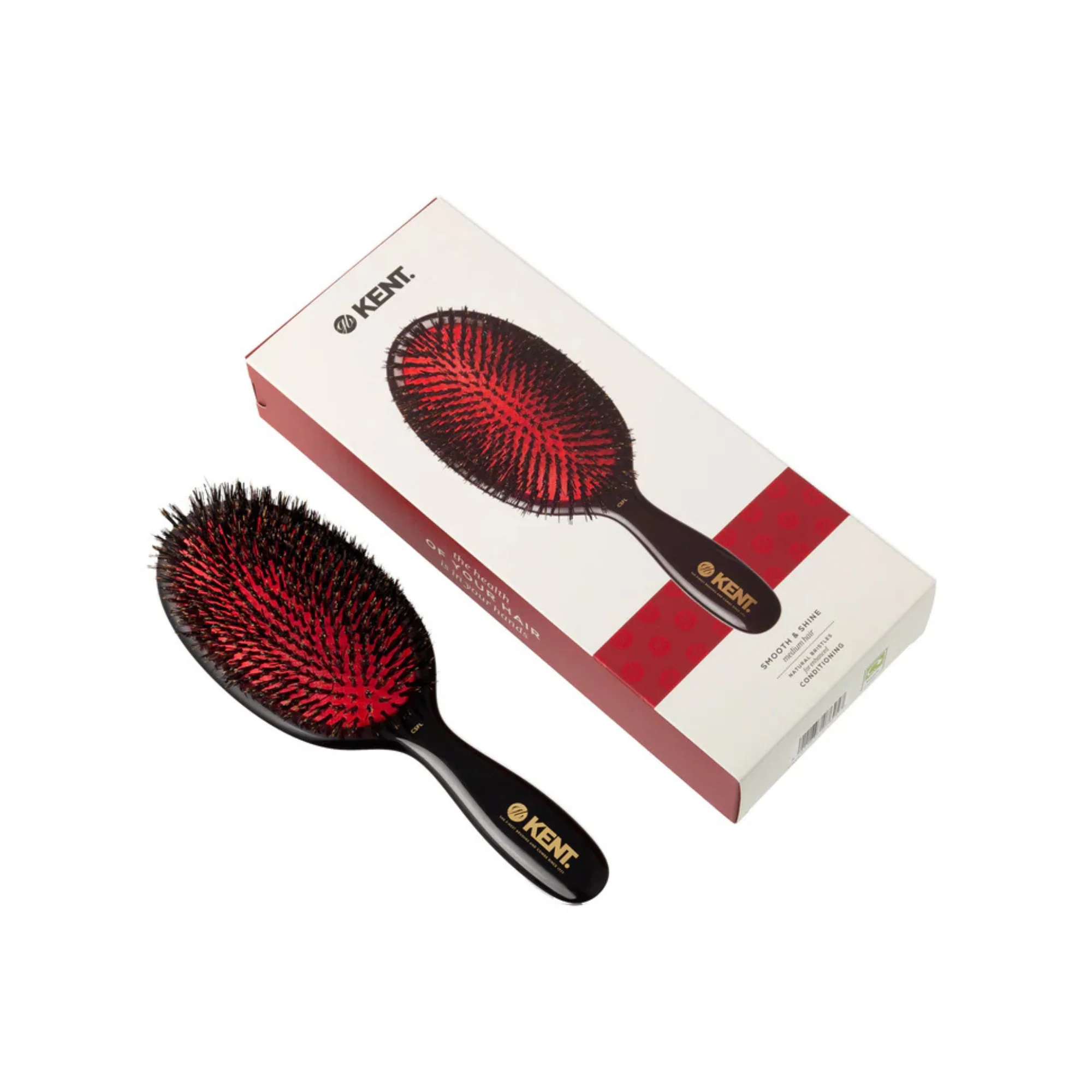 Classic Shine Large Pure Black Bristle Hairbrush - Image 5