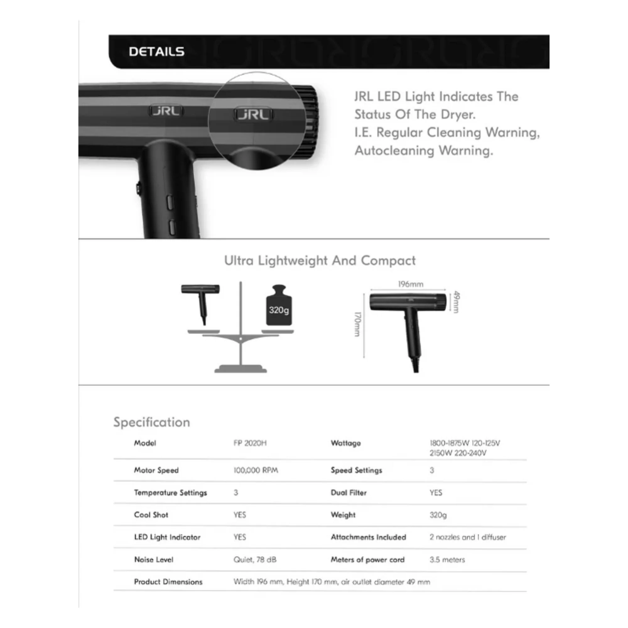 JRL Forte Pro Hair Dryer #FP2401 - Image 5