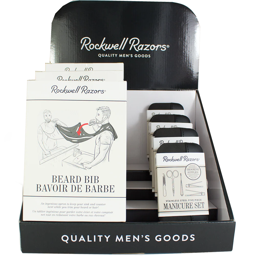 Rockwell Razors Beard Bib and Manicure set Display Bundle