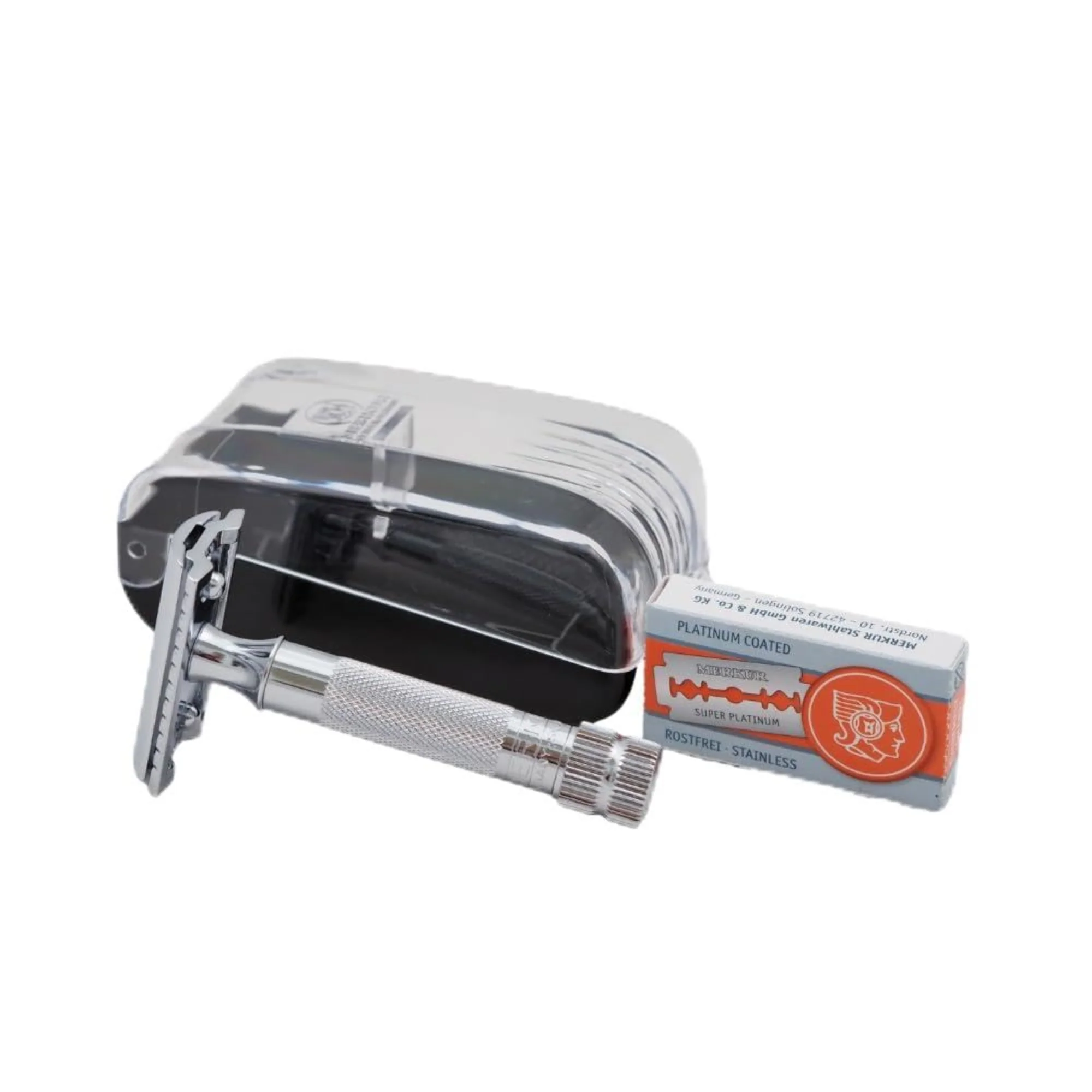 Merkur 334C HD Set of Double Edge Razor Compact Handle, Chrome Finish, 10 blades - Image 2