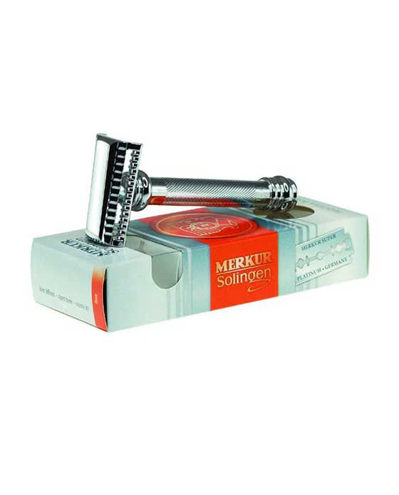 Merkur Double Edge Safety Razor, Slant Cut, Extra Thick Handle, Chrome - Image 2