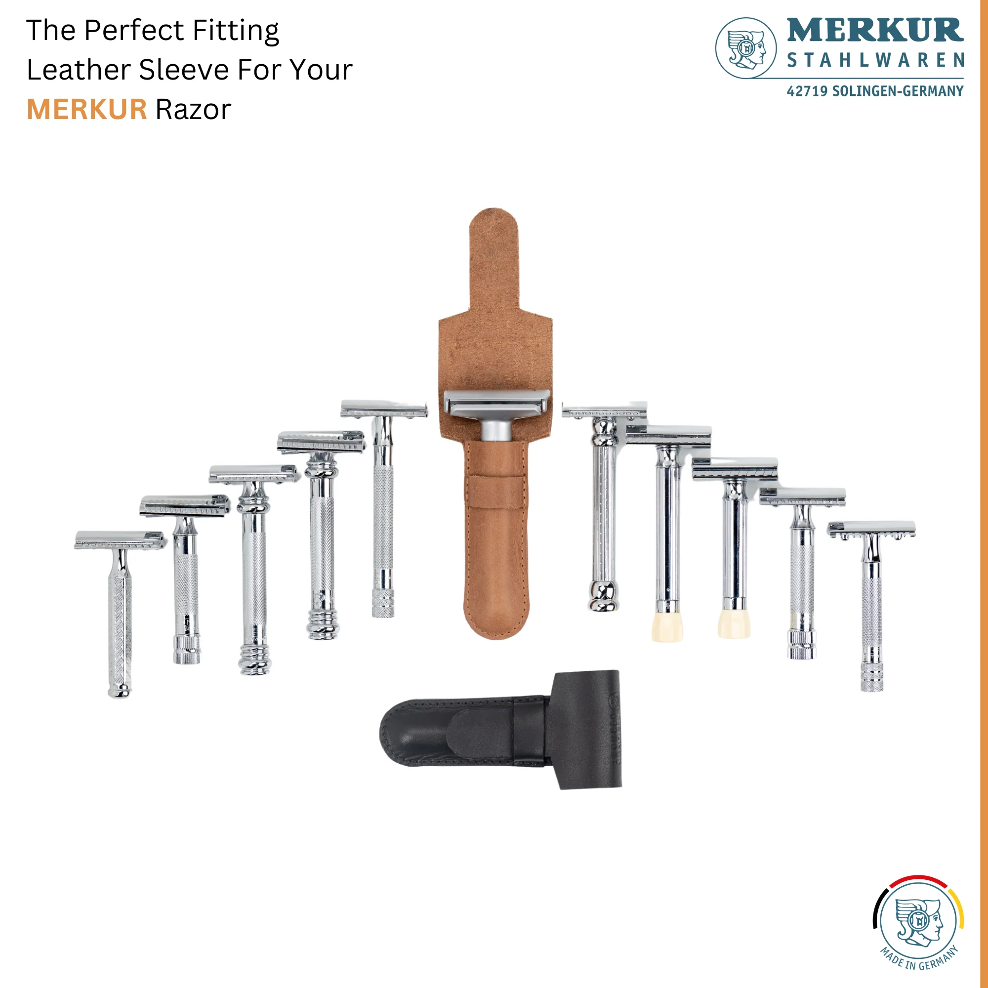 MERKUR 5001 Leather Razor Sleeve in Brown - Image 3