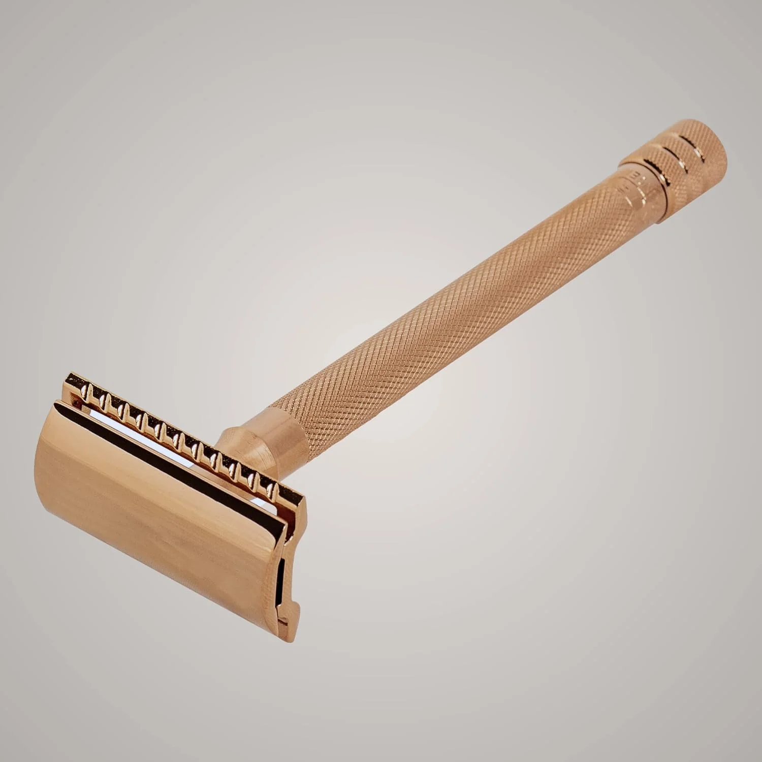 Merkur DE Razor, Straight Comb, Long Handle, Bright Chrome / PVD Rosegold - Image 4