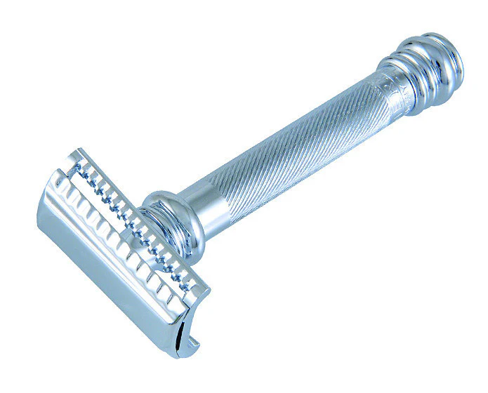 Merkur Double Edge Safety Razor, Slanted Cut, Extra Long Handle, Chrome - Image 2