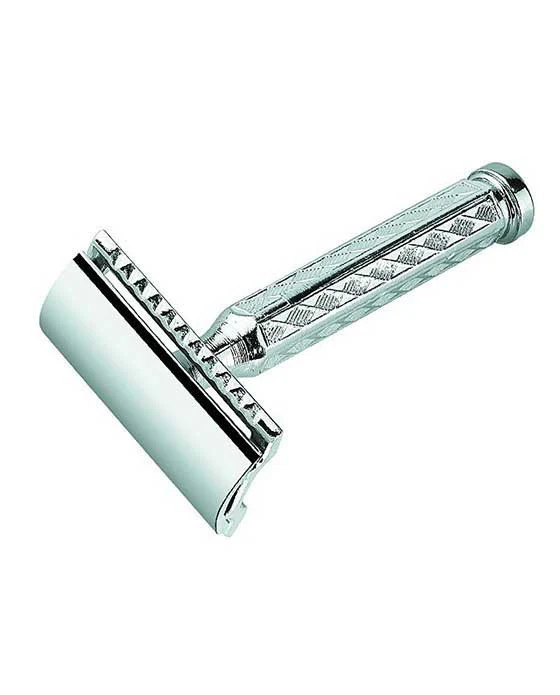 Merkur Double Edge Safety Razor, Straight Cut, Chrome-Plated, Etched Handle - Image 2