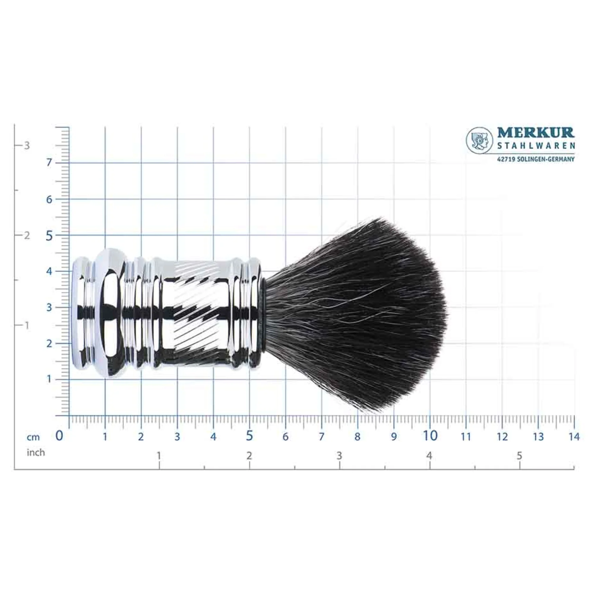MERKUR Shaving Brush 1381 with Vegan Synthetic Hair in Bright Chrome - Image 3