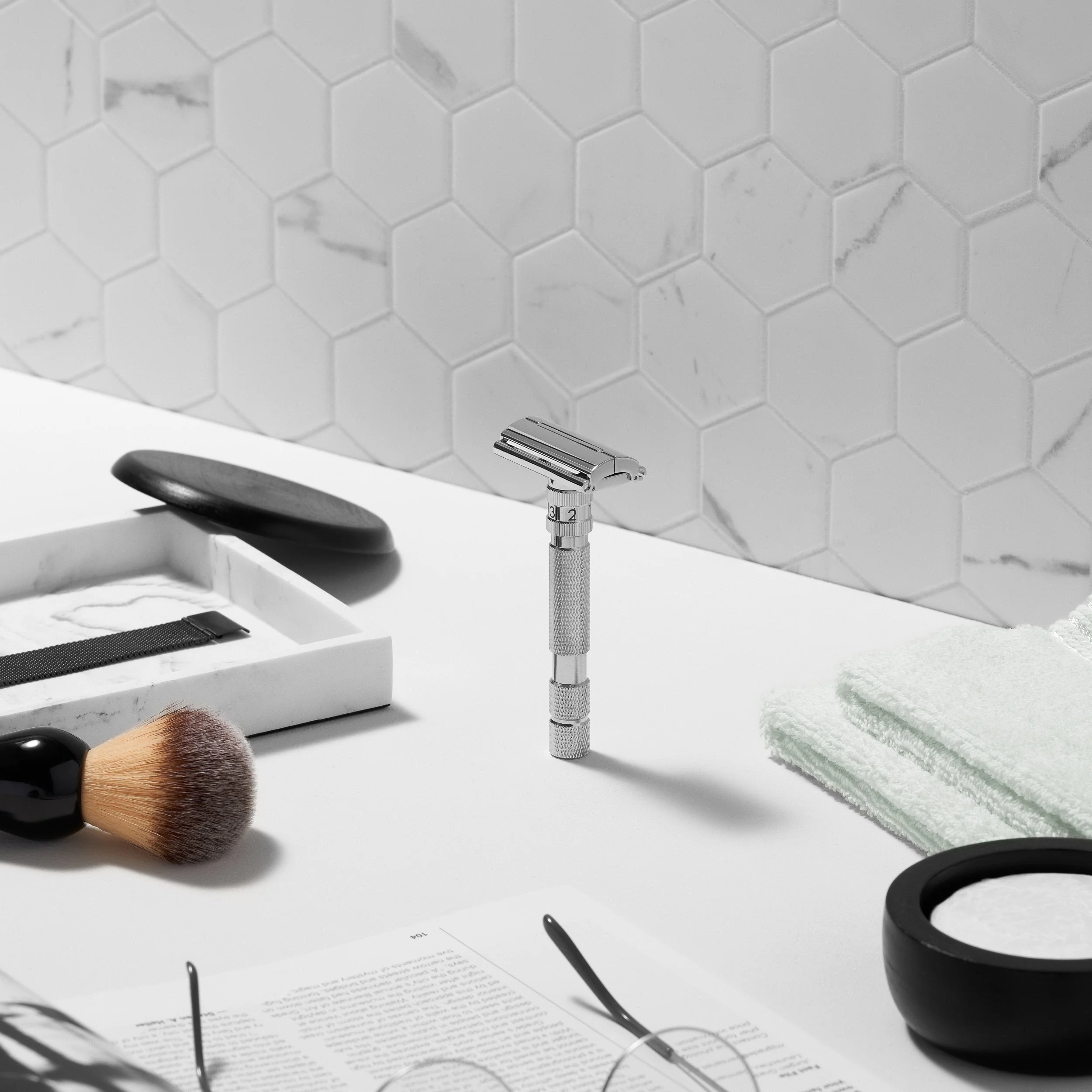 Rockwell Razors Model T2 Double Edge Razor White Chrome