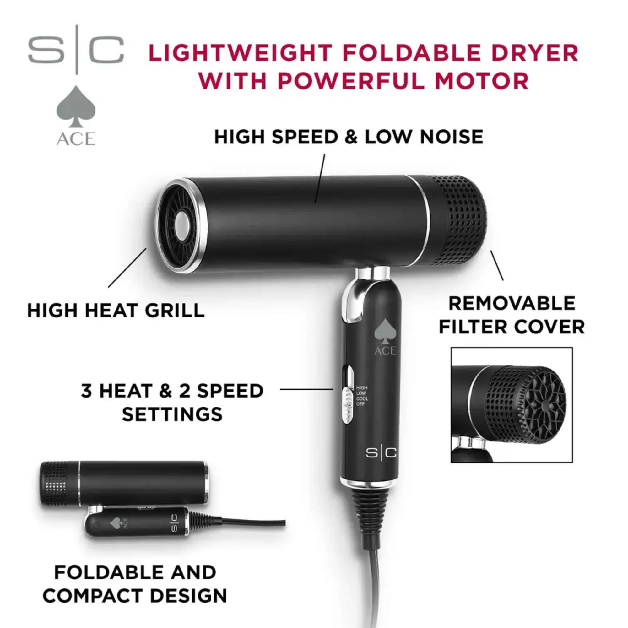 StyleCraft ACE FOLDABLE LIGHTWEIGHT HAIR DRYER - Image 6
