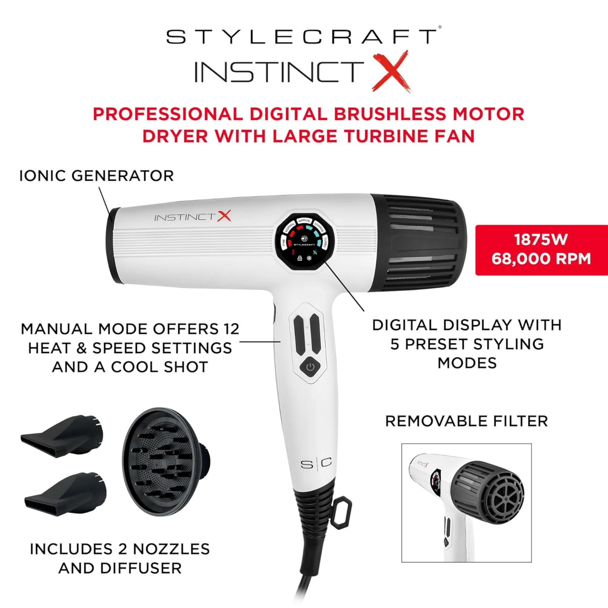 StyleCraft Instinct X Professional Hair Dryer - Image 7