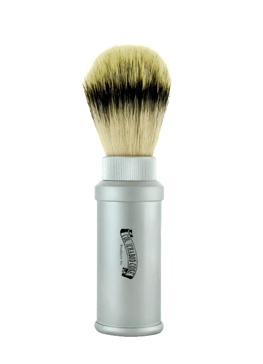 Col. Conk Synthetic Shaving Brush with Travel Case, H:140, K:21, Matte Aluminum Handle