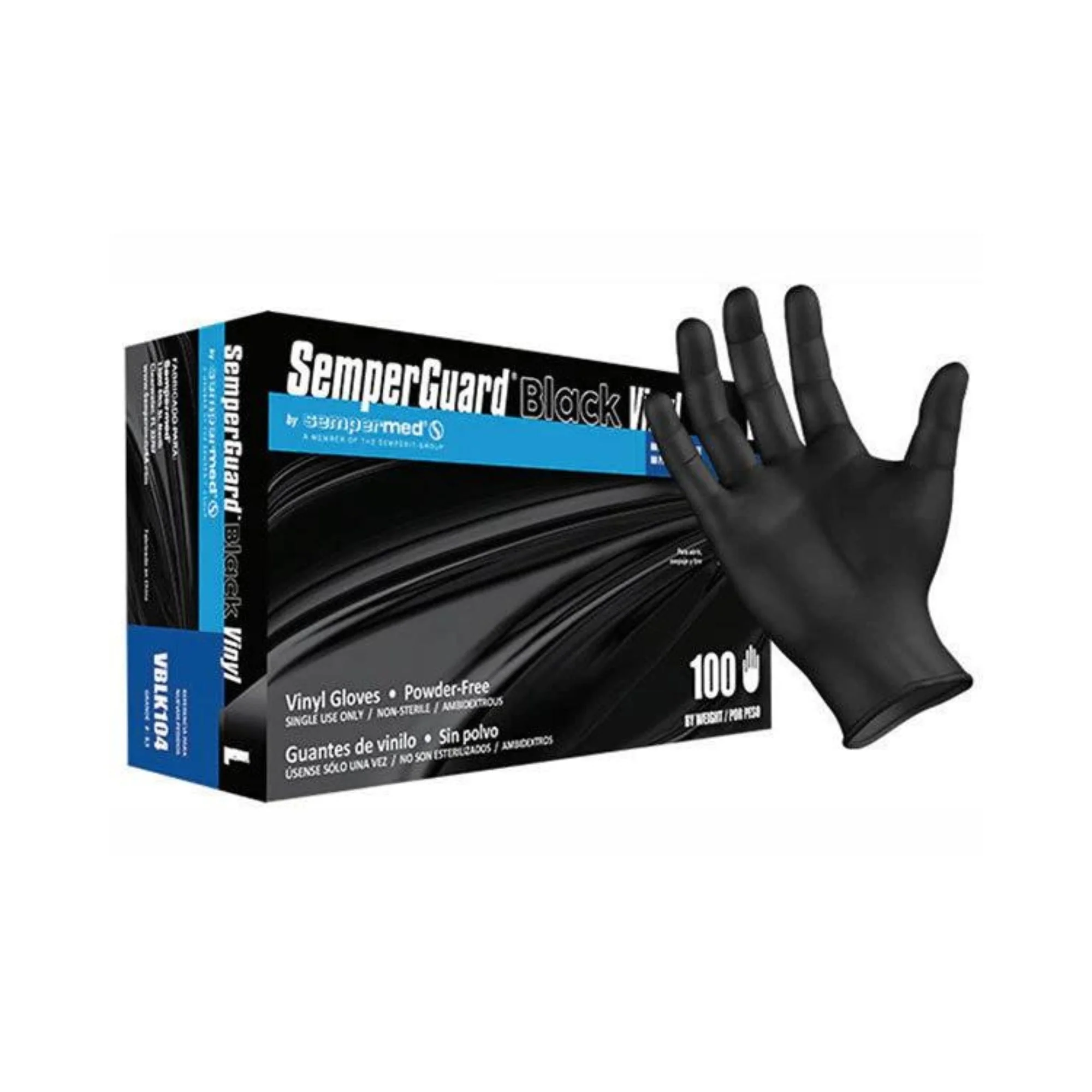 SemperGuard Black Ind.Vinyl Large 100 Gloves/box - Image 2